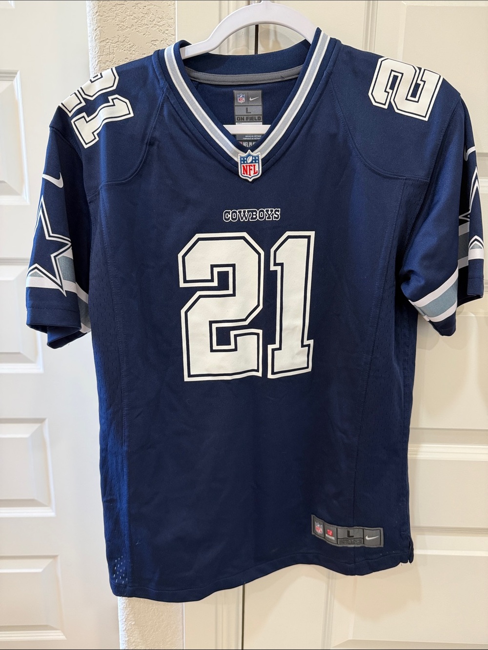 Nike Navy and White Dallas Cowboys #21 Football Jersey